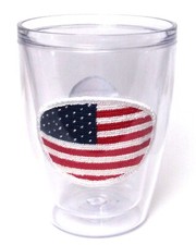 SMATHERS & BRANSON Big American Flag Hand-Stitched Needlepoint Tumbler 16oz NEW picture