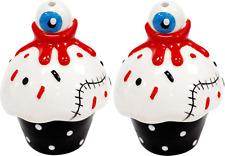 67103 Bloody Cupcakes Salt & Pepper Shakers Sourpuss Kitchen Halloween Gore Eyes picture