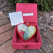 2009 Pier One Li Bien Hand Painted Heart Christmas Ornament w/ box picture