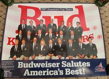 1987 America's Cup Team Budweiser Salutes Sailing Poster,NEAR PERFECT, 18