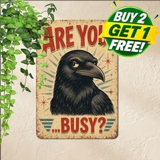 Crow Are You Pooping Tin Sign Funny Farmhouse Bathroom Metal Wall Plaque picture