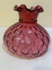 Cranberry Coin Dot Glass Lamp Shade Crimped 10” picture