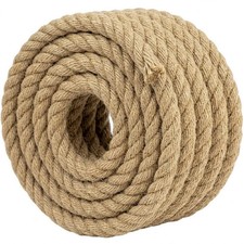 Natural Jute Rope (3/4 Inch x 25 Feet) Thick Hemp 3/4 x 25 Feet, Brown  picture