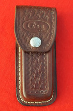 OLDER CASE XX BASKETWEAVE LEATHER FLAP SHEATH NICE SHAPE FOR HAMMERHEAD SIZE picture