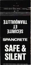 Spancrete Canada Vintage Matchbook Cover Safe & Silent 1970s picture