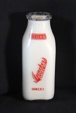 Vintage Pyro Glass Pint Milk Bottle Isenekers Dairy Farm Rome NY Store Bottle B picture