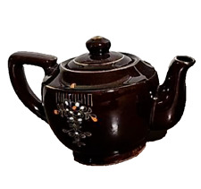 Vintage 1940s Japanese Teapot; Brown Porcelain Color w/ Floral Design picture