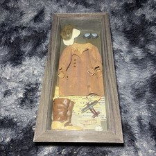 VINTAGE AVIATOR PILOT SHADOW BOX WALL ART  One Size SUPER COOL VINTAGE PIECE picture