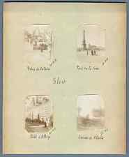 France, Vues de Blois Vintage Citrate Print. 4 4x5.5cm photos glued to c picture