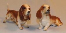 A QUALITY PRODUCT BASSET HOUND DOGS SALT PEPPER SHAKER SET CERAMIC S&P JAPAN picture