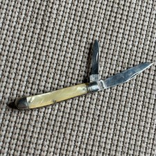 Vintage Kutmaster Utica NY 2 Blade Pocket Knife Pearlescent Handle USA Made picture