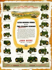 John Deere Two Cylinder Tractors, All Models Metal Sign: 12x16