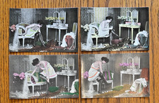 Early 1900's Risqué Semi Nude Woman Dressing Lot of 4 Neue Bromsilber-Convention picture
