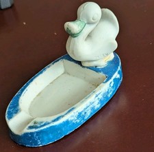  Painted Bisque Duck Ashtray Japan Novelty Vintage  picture