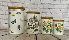 Set Of 4 Vtg Portmeirion Botanic Garden Canister Jars Flowers And Butterflies picture