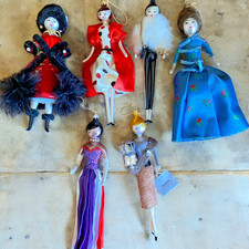 Neiman Marcus Christmas Ornaments De Carlini Fashion Lady Asian RARE Set Lot 6 picture