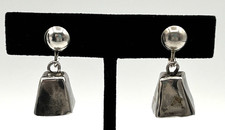 VTG NAVAJO MOTHER-IN-LAW BELL EARRINGS STERLING SILVER WORKING CLAPPERS 1940'S picture