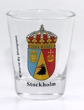 STOCKHOLM SWEDEN COAT OF ARMS SHOT GLASS SHOTGLASS picture