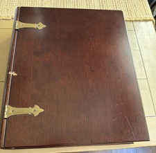 Vtg Bombay Company Wooden Memory Keepsake Box Bookcase Book Brass Hinged Lid picture