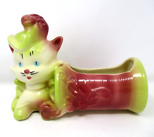 Vintage Hull Pottery Planter Kitten Cat Thread Spool Kitschy Cute Nursery MCM picture