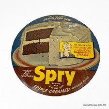 Vintage Spry Devil's Food Cake Recipe Advertising Die-Cut Cardboard Sign 1940s picture