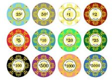 500 Classic Scroll Ceramic 10 Gram Poker Chips Bulk Pick Denominations picture