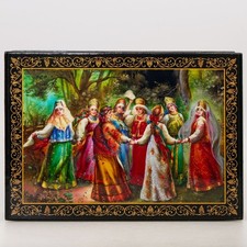 Khorovod Russian Circle Dance Lacquer Trinket Box Keepsake Jewelry Box 5