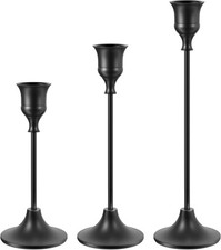 Black Candlestick Holders Taper Candle Holders, Set of 3 Vintage Candle Sticks H picture