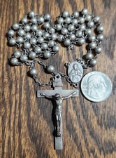 Vintage Sterling Rosary Medal Religious Catholic Pendant Crucifix 33.3 Grams #C picture