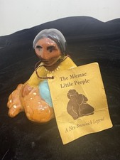 Vintage Micmac Little People Figurine Brunswick Legend Ceramic Art Seated Figure picture