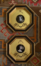 Vintage Andrew Kolb & Son Octagonal Framed Porcelain Portrait Plaques (Set of 2) picture