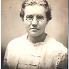 c1910s Close Up Young Lady RPPC Harry Potter Round Glasses Real Photo Cute A160 picture