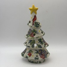 Kalich Xmas Tree Tea Light Candle Holder Polish Pottery Boleslawiec UNIKAT 7” picture