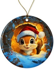 Cute Squirrel Ornament - Squirrel Ceramic Ornament - Squirrel Christmas Holiday picture