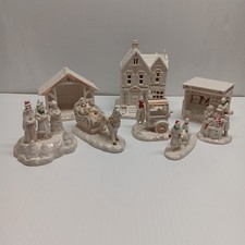 Lenox mistletoe park XMAS LOT OF 8 HOUSE MUSIC BOX NEWSSTAND SLEIGH picture