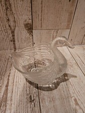 Vintage Clear Pressed Glass Swan Candy Nut Mint Dish picture