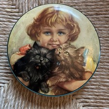 Vintage Thorne’s Toffee Tin England W/ Victorian Era Girl & Kittens / Kitty Cats picture