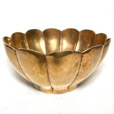 Vintage Brass Copper Scalloped Edge Lotus Bowl, Planter, Cache pot 9”w picture