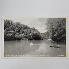 The Lake Natural Bridge State Park Slade Kentucky RPPC Postcard Paddle Row Boat picture