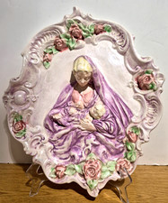 High-Relief Madonna & Child Porcelain Plaque by A. G picture