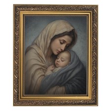 Mother's Tender Love Framed Print, Under Glass W/ Gold Finish Frame, 12.5