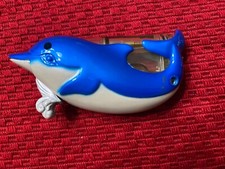 Dolphin Shaped Blue And White Cigarette Lighter Vintage Rare Collectible picture