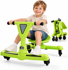 Foldable Wiggle Car for Kids Age 3-6, LED Light-Up Music Ride-On Toy, Green picture