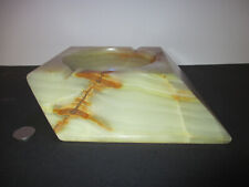 Vintage Marble Ashtray Onyx Alabaster- Heavy Square (with steep angles) 8