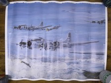 1989 B17 Flying Fortress Fighter Aircraft Poster Art By EV Smith ~19x25 Uncut picture