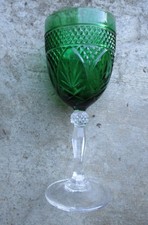 Cristal D'Arques-Durand Antique Emerald Green Long Stem Water Wine Glass Goblet picture