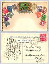 Brazil EMBOSSED POSTAGE STAMPS Postcard f435 picture