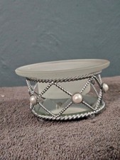 Partylite Frosted Glass Candle Holder with Metal Base picture