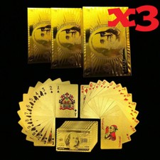 3 Decks Luxury 24K Gold Foil Poker Playing Cards Waterproof Plastic Set Gift picture