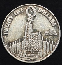 $25 SILVER VINTAGE SLOT TOKEN FROM BINION'S HORSESHOE CASINO LAS VEGAS NV picture